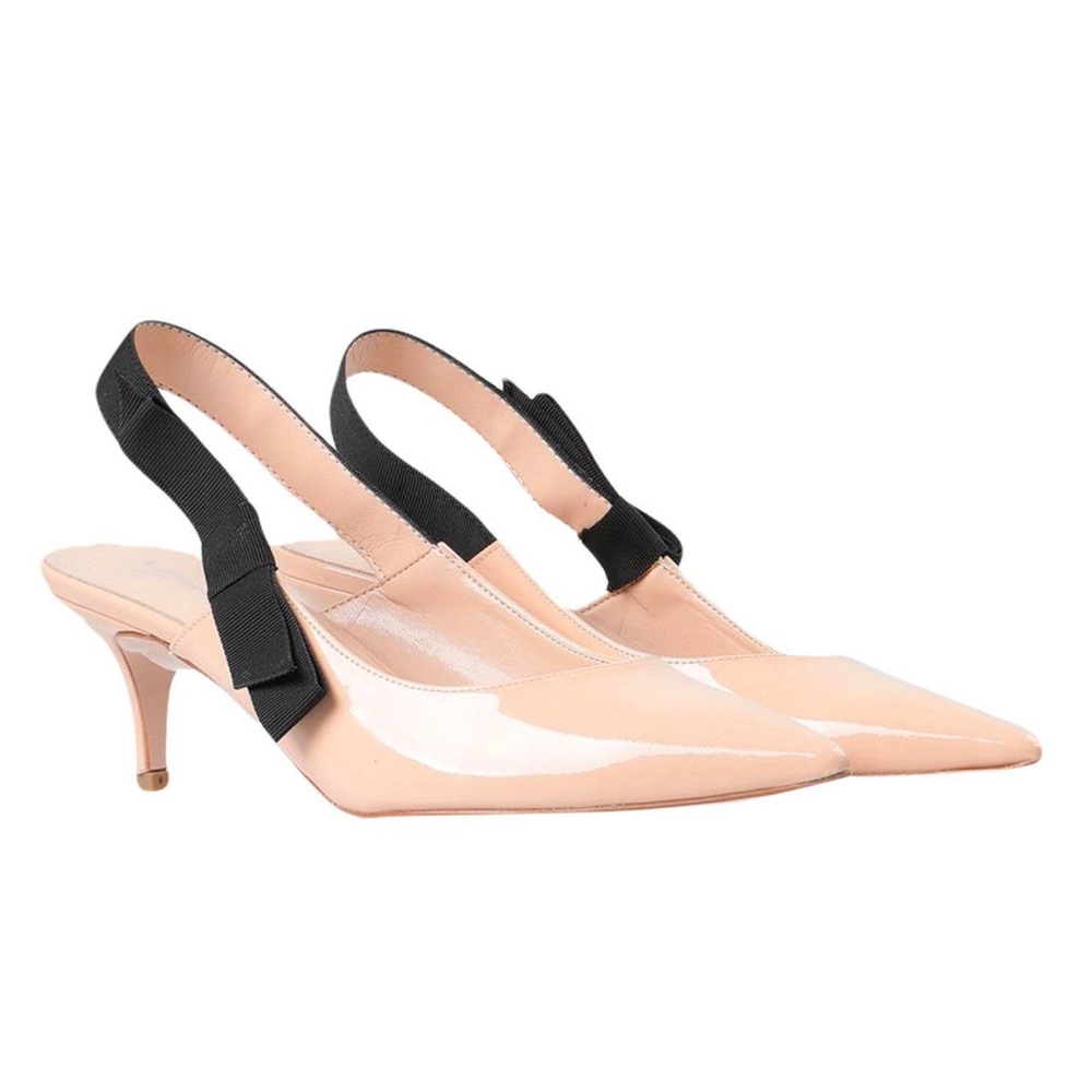 Bianca Di NIB Italy Nude Pumps IT 37 US 6.5 Patent Leather Shoes Slingback Blush
